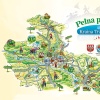 Ilustrowana mapa turystyczna Projekt graficzny mapy turystycznej Krainy Trzech Rzek z Obornik koło Poznania.